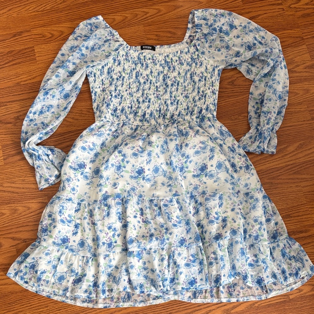 BTFBM lined square-neck knee-length dress